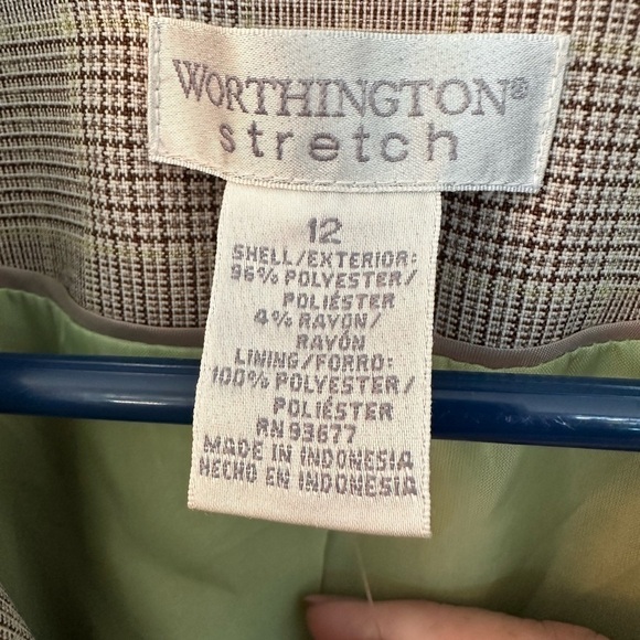 Worthington Stretch Lightweight Plaid Jacket/Blazer Size 12 Academia - Picture 2 of 11